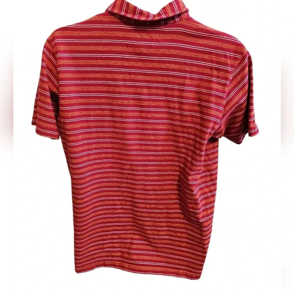Abercrombie & Fitch Large 90s Y2K Red Yellow White SS Striped Polo Preppy Grunge - Picture 3 of 6